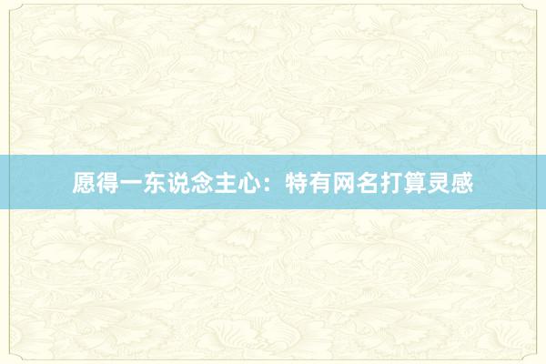 愿得一东说念主心：特有网名打算灵感