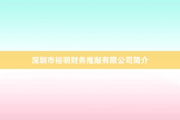 深圳市裕明财务推敲有限公司简介